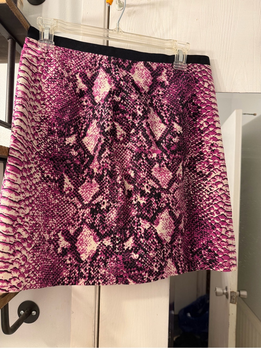 LOFT Purple Snake-Print Mini Skirt